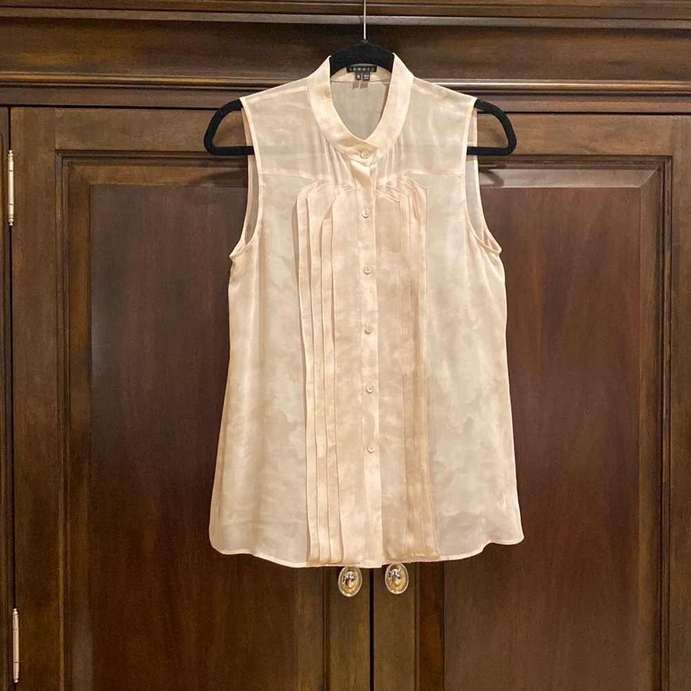 Theory silk pleated front top
